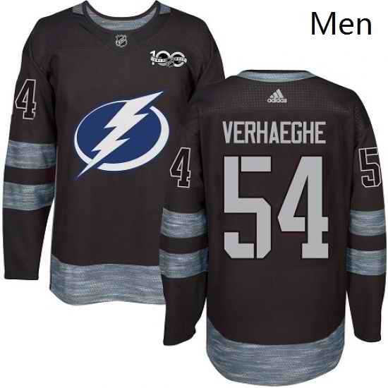 Mens Adidas Tampa Bay Lightning 54 Carter Verhaeghe Authentic Black 1917 2017 100th Anniversary NHL Jersey